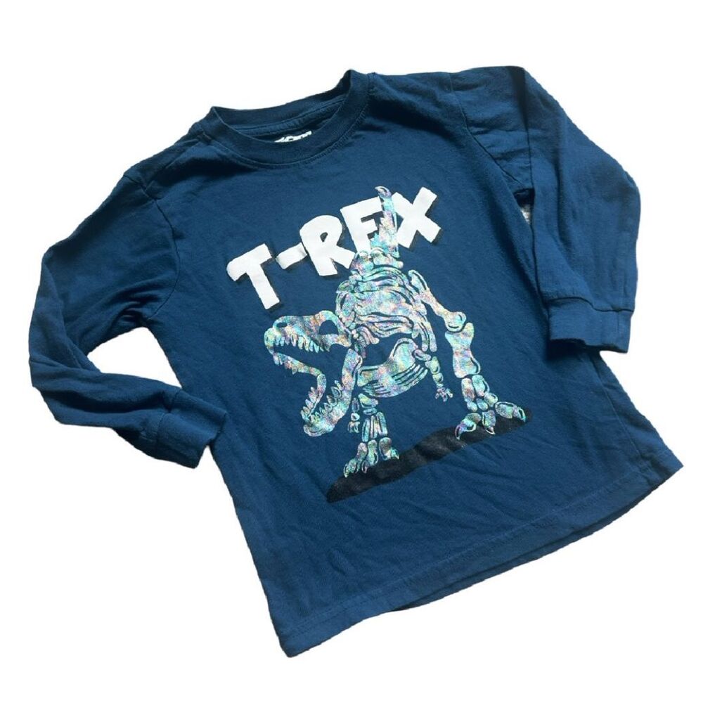 Boys 10Threads Multi-Color Holographic T-Rex Dinosaur Graphic Tee Shirt - Sz 5